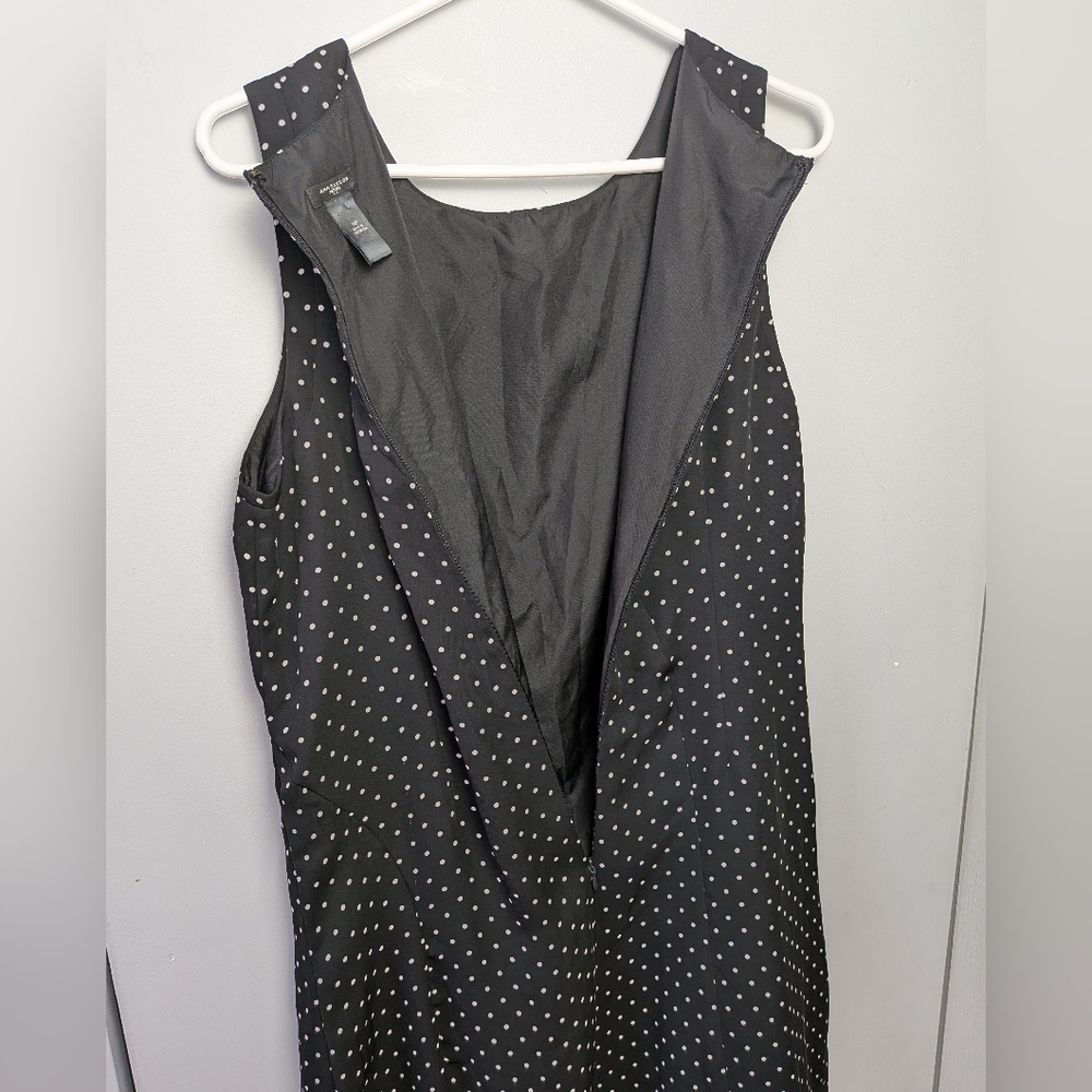 ANN TAYLOR Polka Dot Dress Women Size 14P Black White Back Zipper Sleeveless - Picture 7 of 10